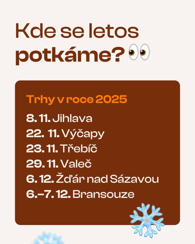 Kde se letos potkáme? ✨ Pro letošní konec roku máme už vše potvrzené a moc se těšíme! 🤎 Můžete se těšit na celý náš...